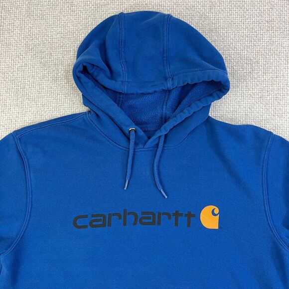 Carhartt Hoodie Men’s Medium Midweight Original Fit Blue Sweatshirt Graphic Logo - Picture 2 of 7